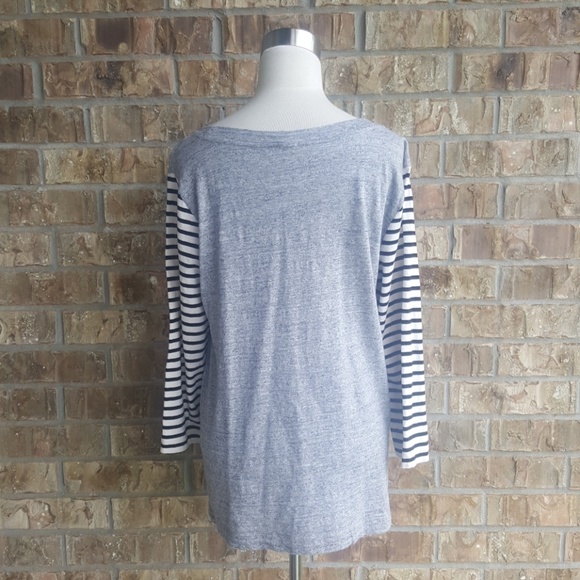 J. CREW Gray & Striped T-Shirt - Size Large - Picture 2 of 4